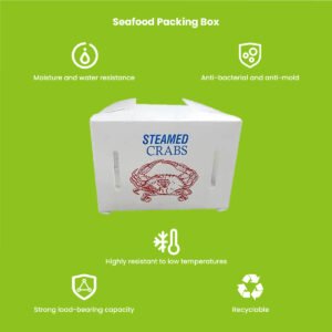PP corrugated crab packing box — drop-tested cold chain transport container for crab distribution, waterproof and stackable at 0–4°C