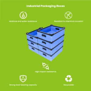 Stackable PP hollow board turnover containers in refrigerated cold storage warehouse