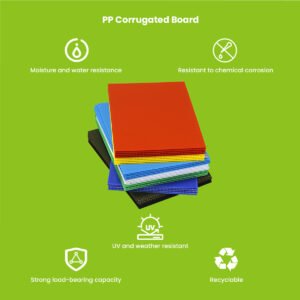 PP corrugated board cross-section — twin-wall fluted structure showing parallel internal ribs between two flat PP skins for rigidity at low weight