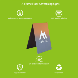 Custom A-Frame floor advertising sign with dual-sided UV printing on polypropylene