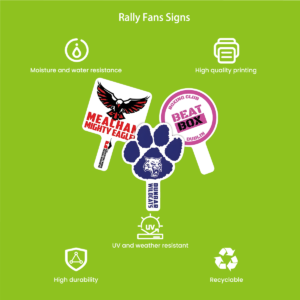 Custom rally fan signs printed on corrugated polypropylene boards