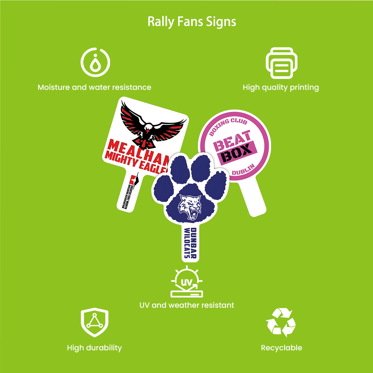 PP Rally Fans Signs — Custom Event Hand Signs (4mm) | PPBOXY