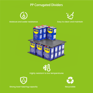 PP corrugated divider detail — vertical cell compartments for bottle isolation