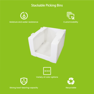 PP hollow board warehouse picking bin — interlocking slots detail view