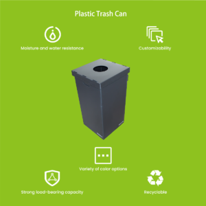 PP hollow board commercial waste bin — side angle showing ergonomic grooves