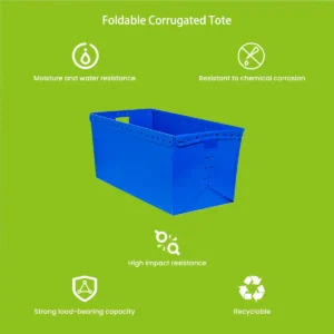 PP corrugated tote nesting demonstration 60% vertical space saving