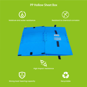 PP hollow sheet box open showing twin-wall corrugated structure