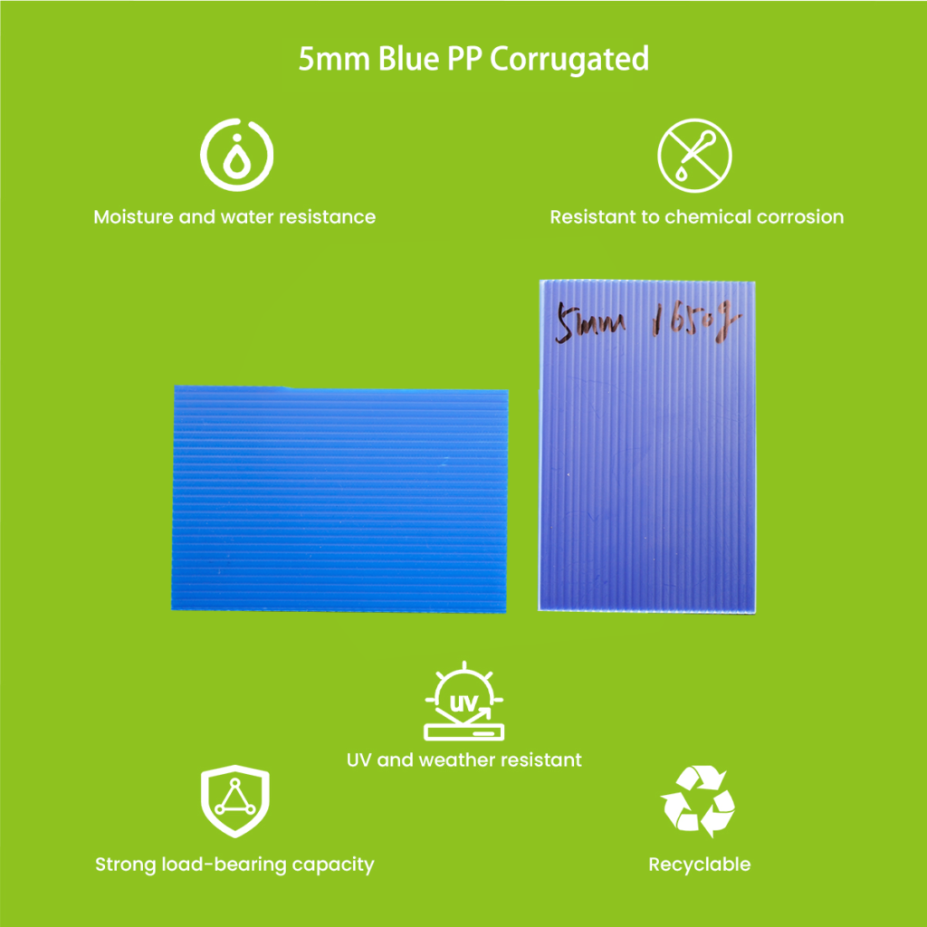 5mm Blue PP Corrugated Sheet