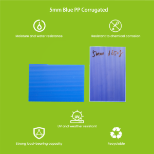 Heavy-duty 5mm blue polypropylene corrugated board for reusable packaging and signage