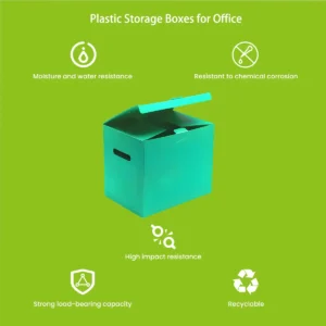 PP hollow board office organizer bin stacked in workplace storage setup