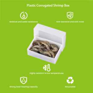 cStackable PP plastic shrimp boxes in cold warehouse