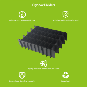 Custom cryobox dividers die-cut cell grid for biobanking