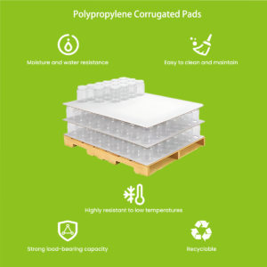 3/16 inch PP corrugated pad separating stacked bottle layers on pallet