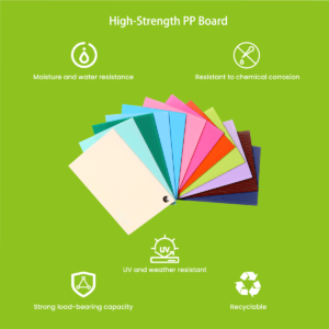 PPBOXY high-strength PP board close-up — showing surface texture and dual-hardness cross-section