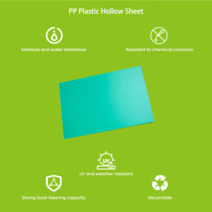 PP plastic hollow sheet applications — packaging box, advertising sign, and construction protection board