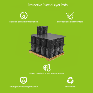 Protective layer pads on pallet stack — 3mm blue PP sheets for beverage packaging