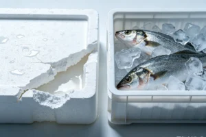 PP corrugated seafood box vs cracked EPS foam box — cold chain seafood packaging comparison